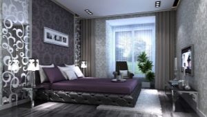 Carta da parati grigia all'interno della camera da letto