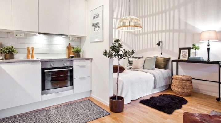 Diseño de una habitación con un área de 18 m2. m en un apartamento tipo estudio