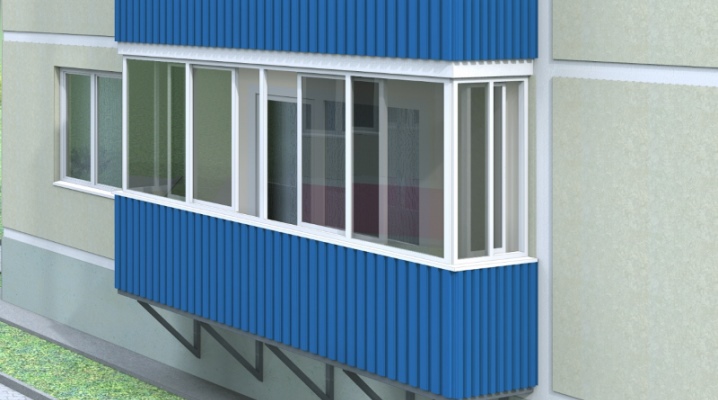 Balcony cladding with profiled sheet outside