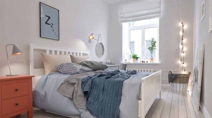 Letto in stile scandinavo all'interno della camera da letto